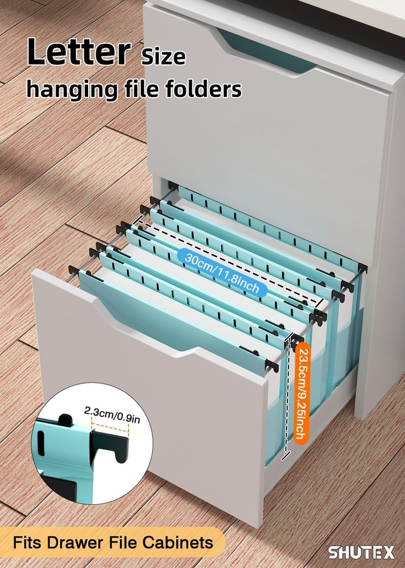 SHUTEX Extra Capacity Plastic Hanging File Folders, 12 Pack Reinforced Hang Folder, Heavy Duty 2 Inch Expansion, Filing Cabinet Folders Letter Size for Bulk Files/Medical Charts(Haze Blue) - Image 2